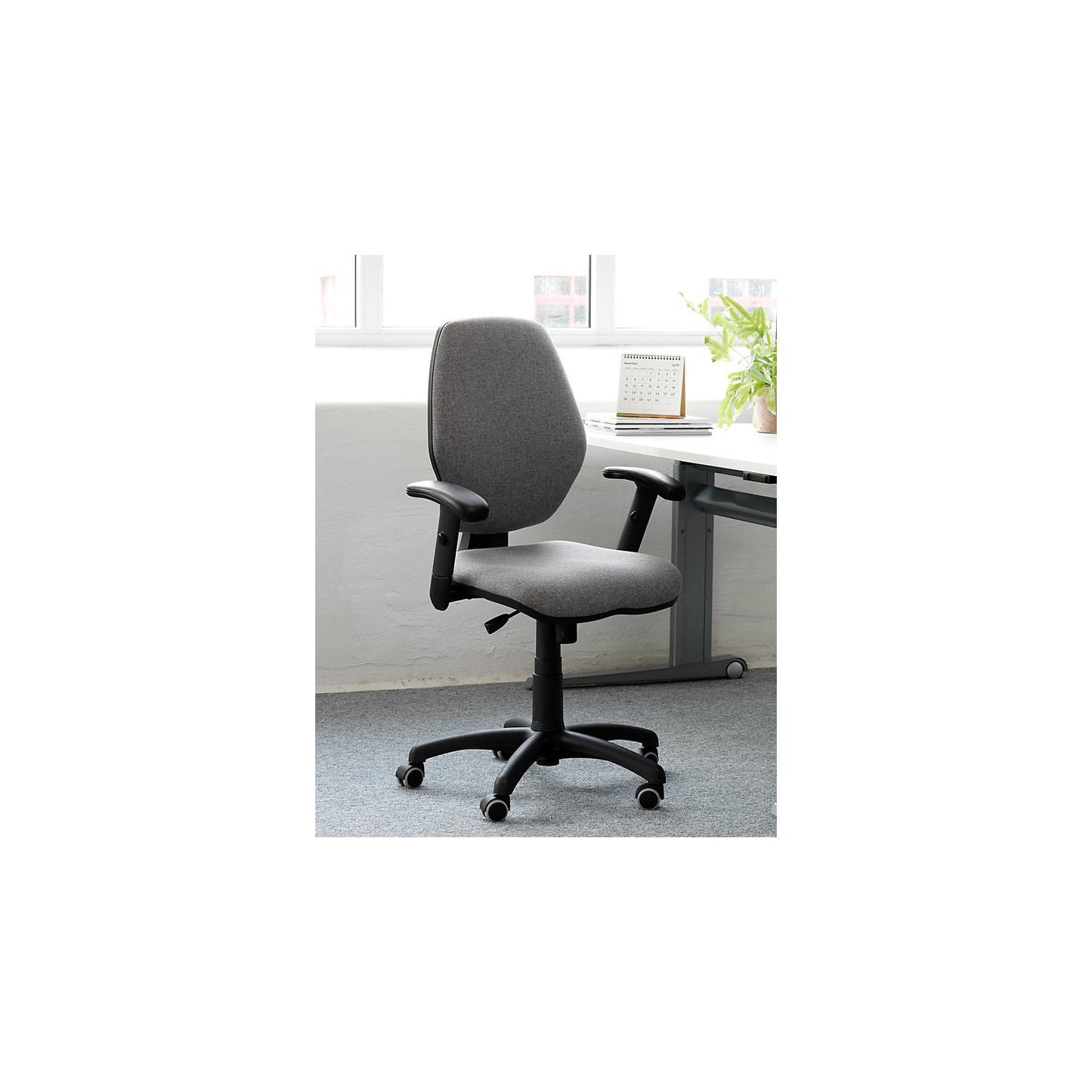 Sirius office chair, synchronous mechanism, grey, high back rest.