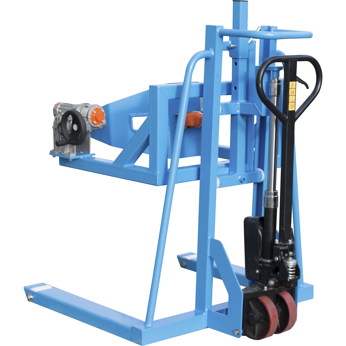 FHR 600 F drum mover, with prism and tension strap, lifting height 600 mm, light blue.