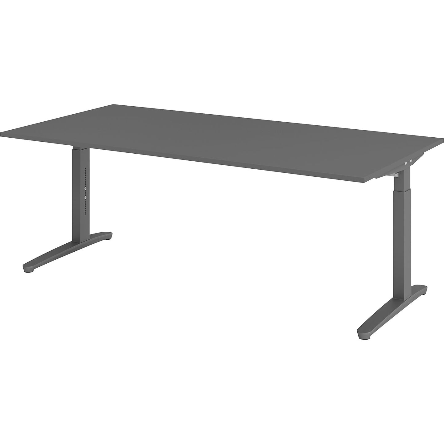 ANNY - Desk with C-foot frame, height adjustable 650 - 850 mm, width 2000 mm, graphite / graphite.
