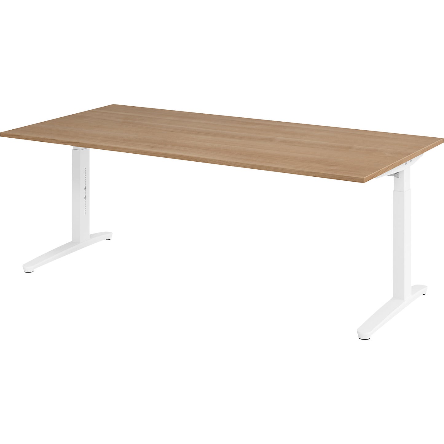 ANNY - Desk with C-foot frame, height adjustable 650 - 850 mm, width 2000 mm, white / walnut.