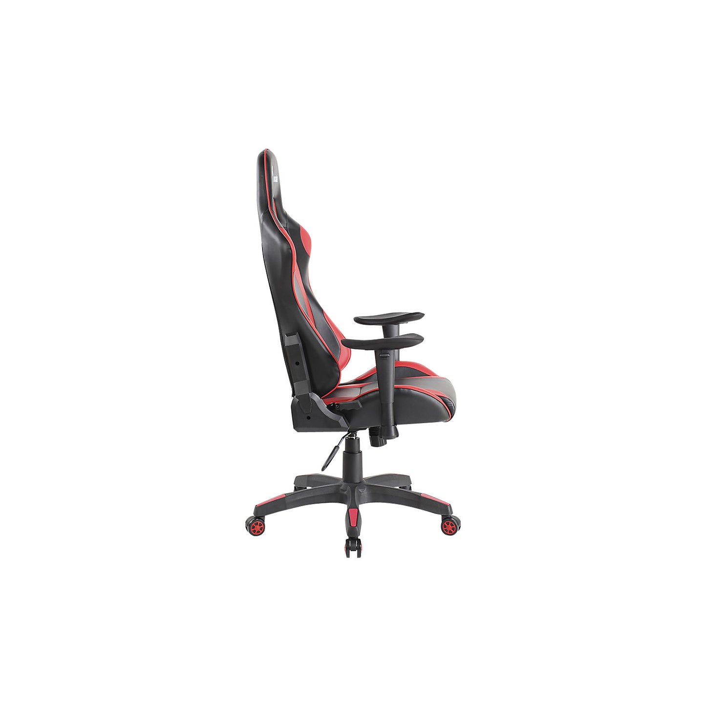 Gaming office chair, rocker mechanism with counterweight adjustment, black/red.