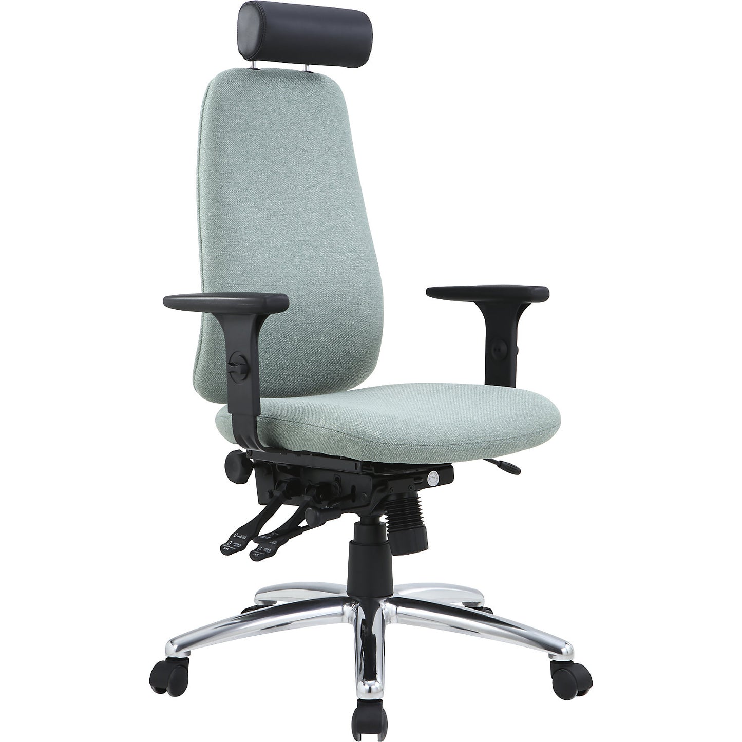Ricky office chair, height adjustable arm rests, synchronous mechanism, light green.