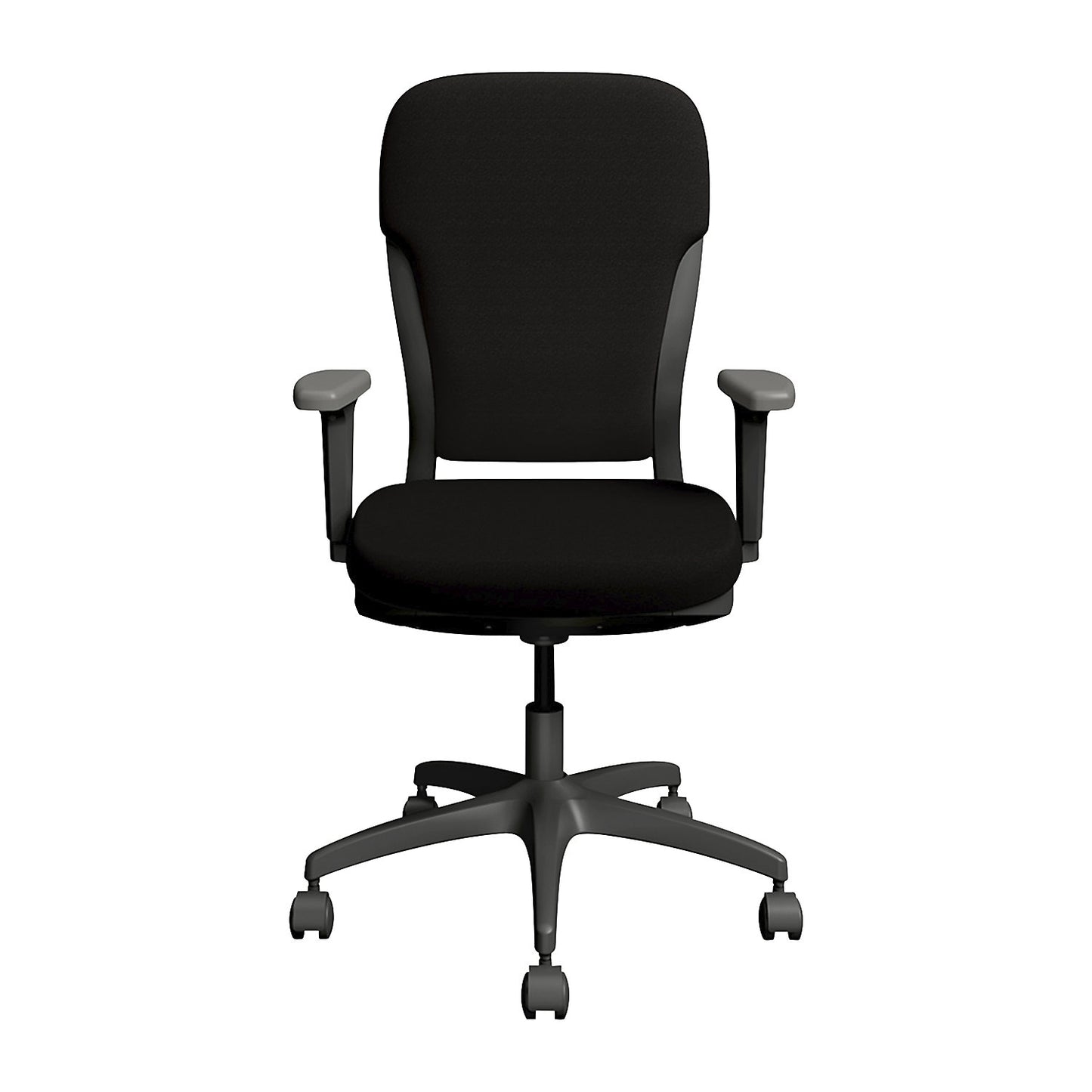 MOTION office chair, upholstered backrest, dark grey, black.