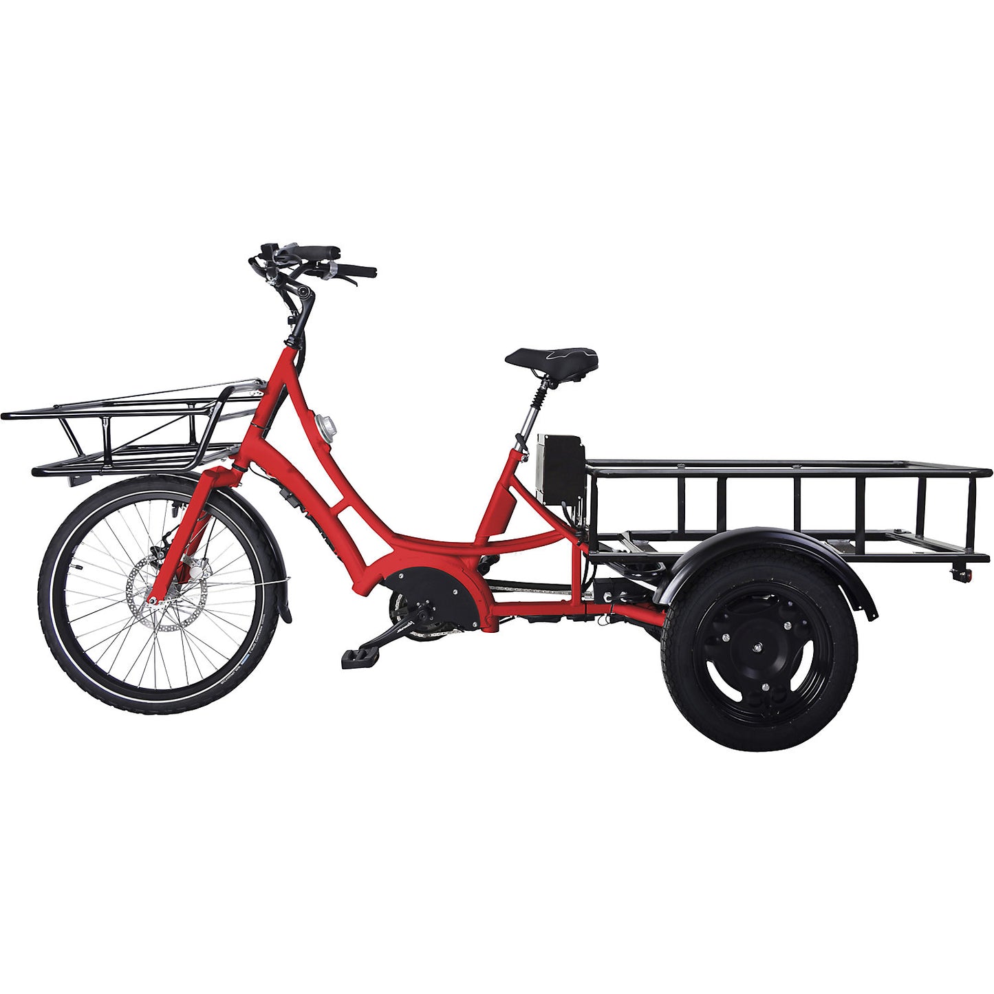 VS3E eDrive Augsburg cargo bicycle, hydraulic Magura brakes, red.