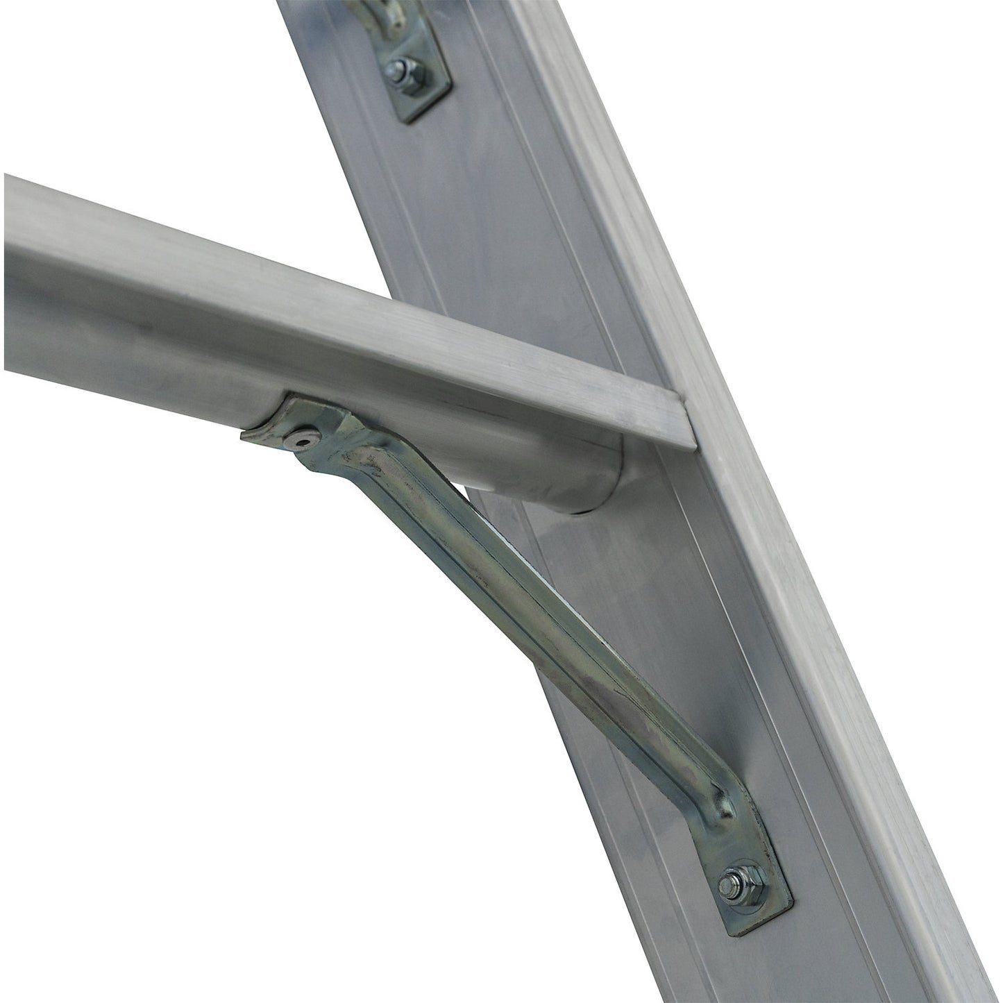 Step ladder, with levelling mechanism, accessible on one side, 4 steps.