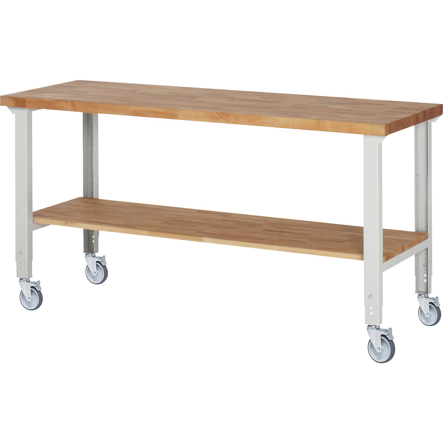 Mobile workbench series 7000, 4 swivel castors, shelf, worktop WxD 2000 x 700 mm.
