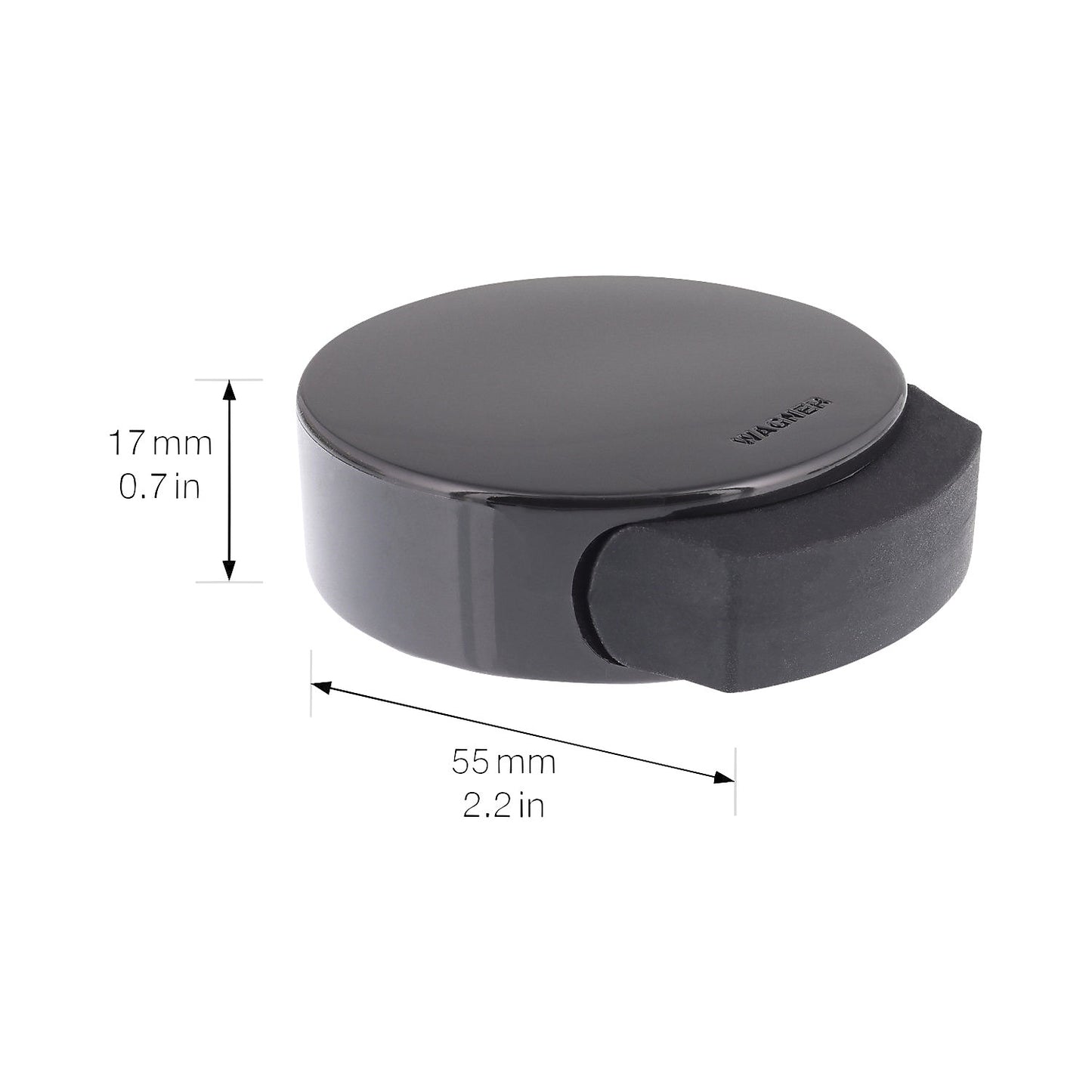 Floor mounted door stopper, LxWxH 55 x 50 x 17 mm, pack of 4, black.