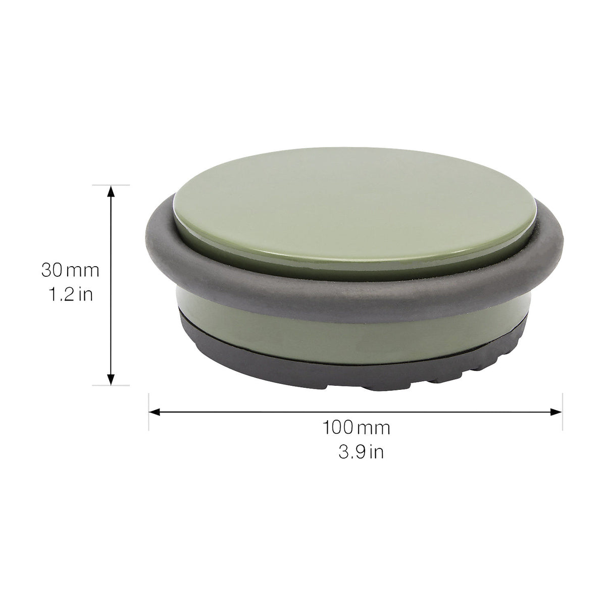 BIG DISK floor mounted door stopper, Ø 96 mm, pack of 2, height 30 mm, green.