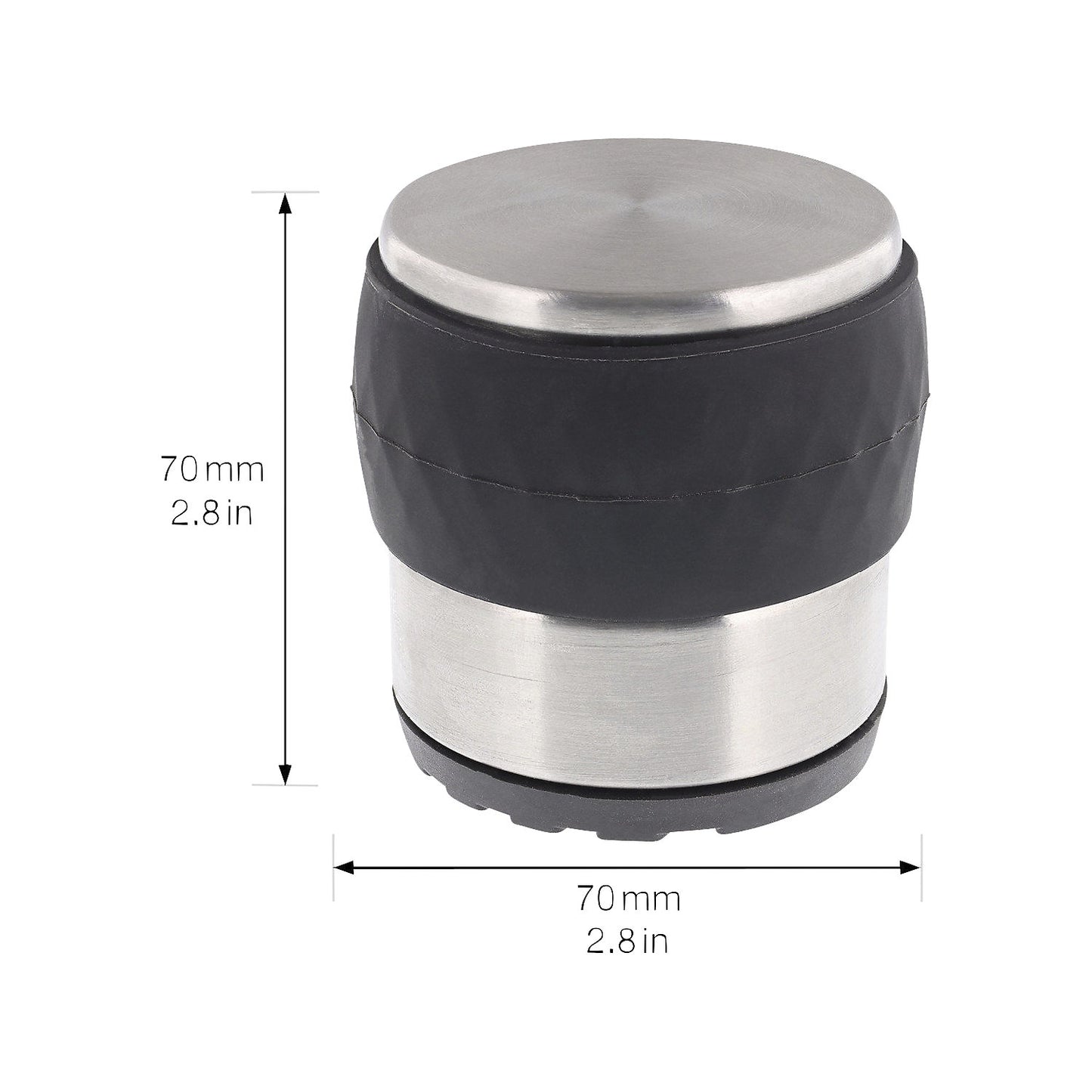 EH521 floor mounted door stopper, Ø 71 mm, height 70 mm, silver/black.