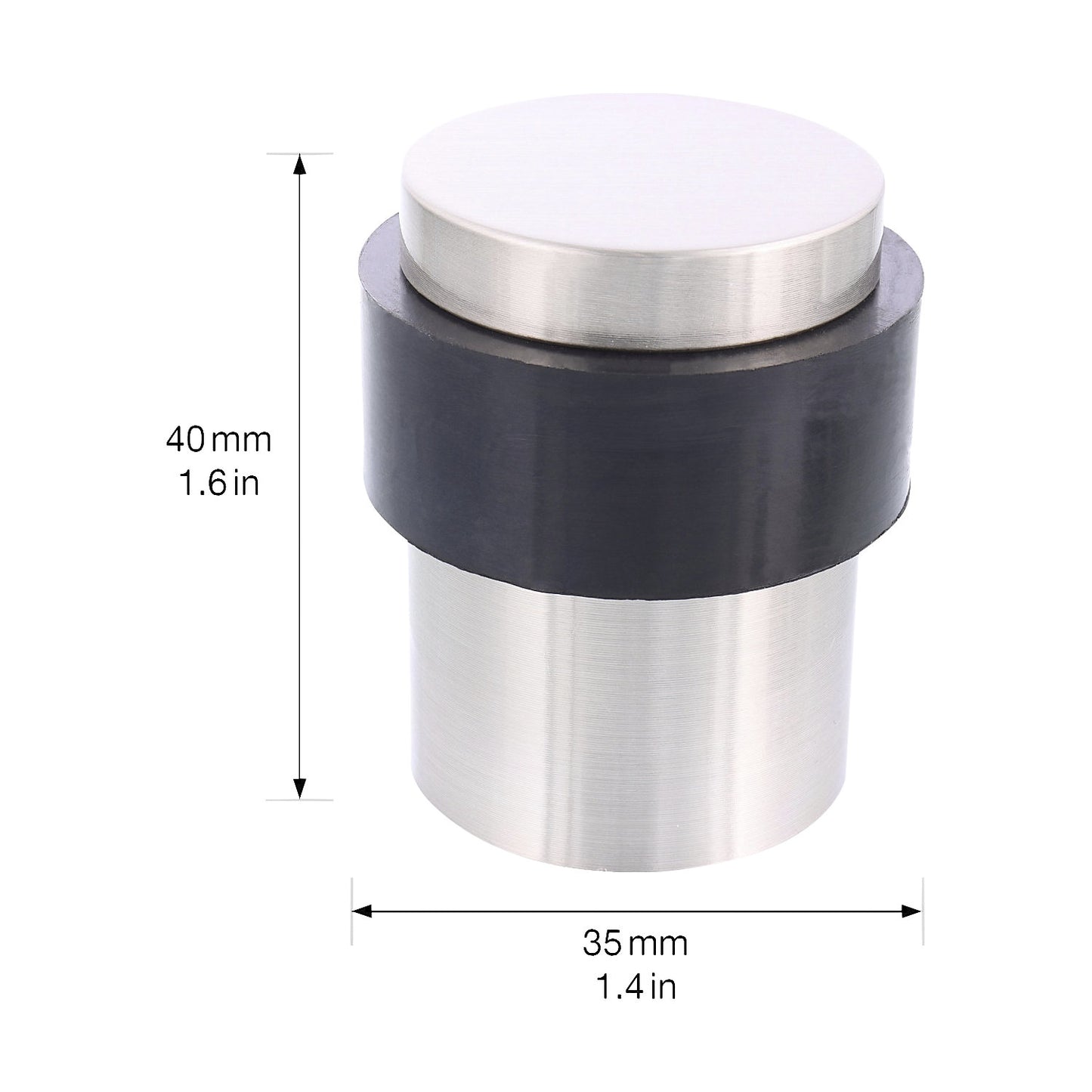 Floor mounted door stopper, Ø 35 mm, pack of 2, height 40 mm, silver/black.