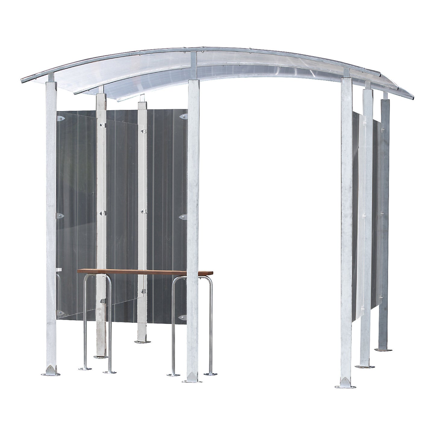 Smokers' shelter, metal, shelter, metal model for wall mounting 4 m², HxW 2205 x 2350 mm, metal finish.