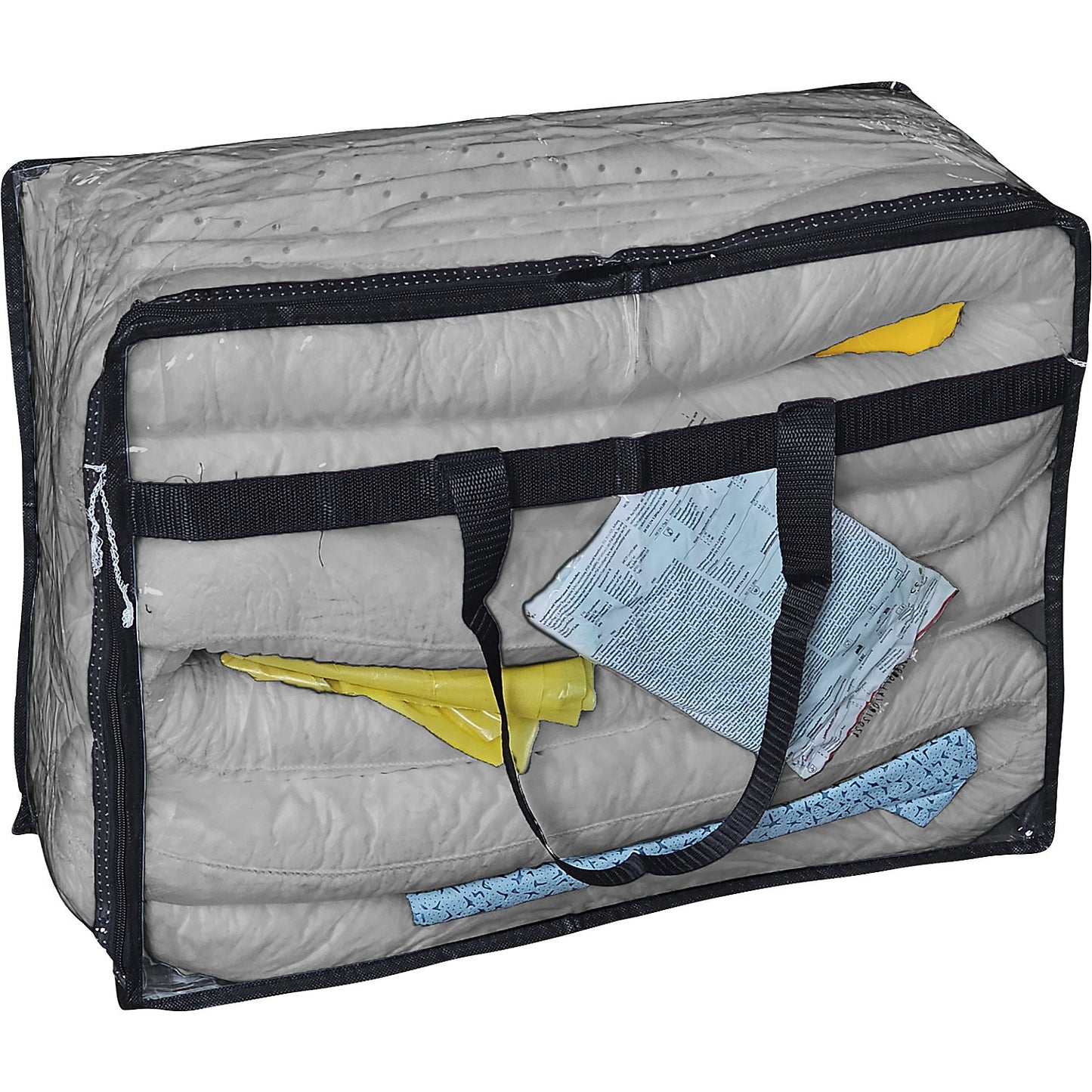 Kit for spillage emergencies with single use sealing mat, bag, sealing mat, sheeting, absorption 50 l, universal version, grey.