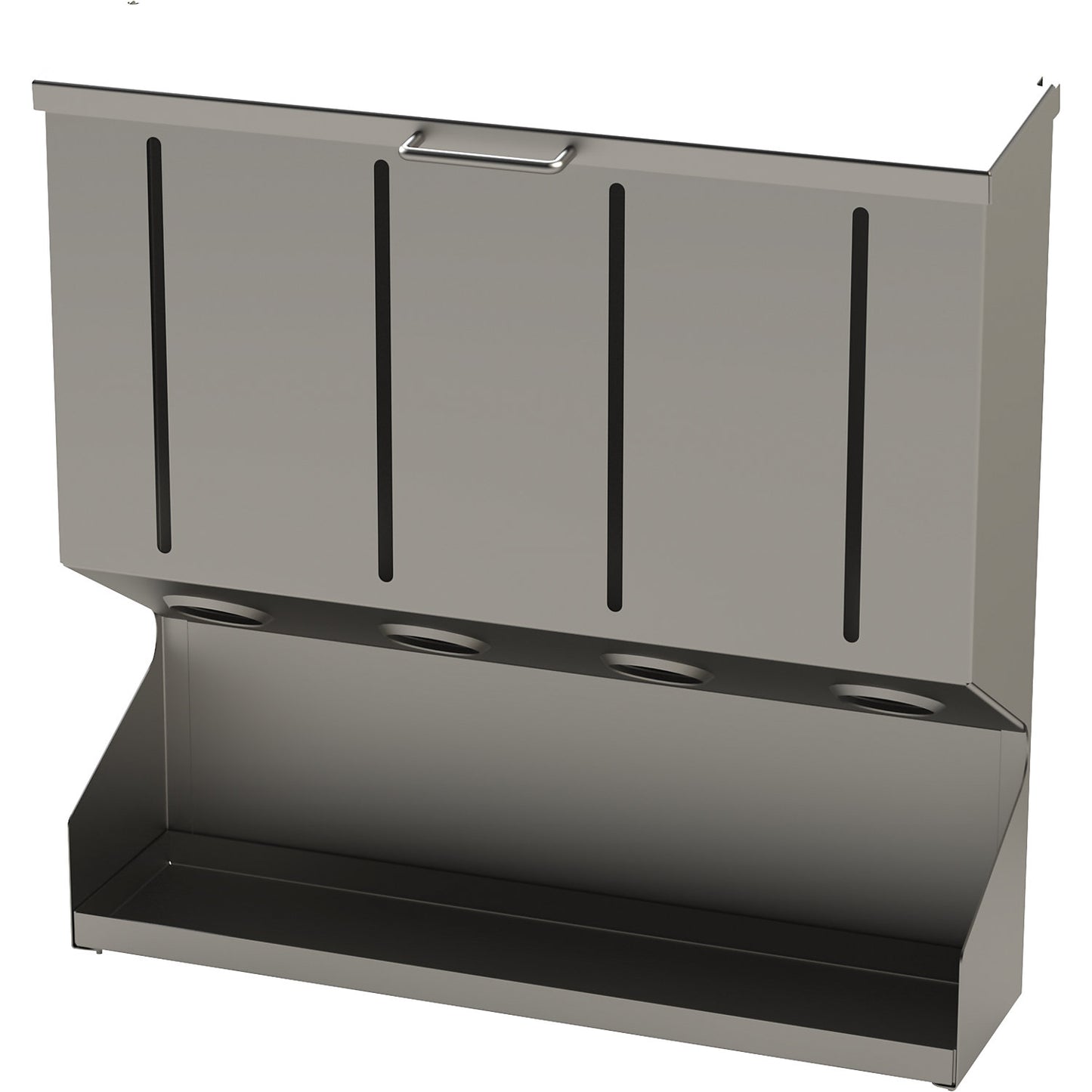 Dispenser box for disposable gloves, made of stainless steel, 4 dispenser openings.