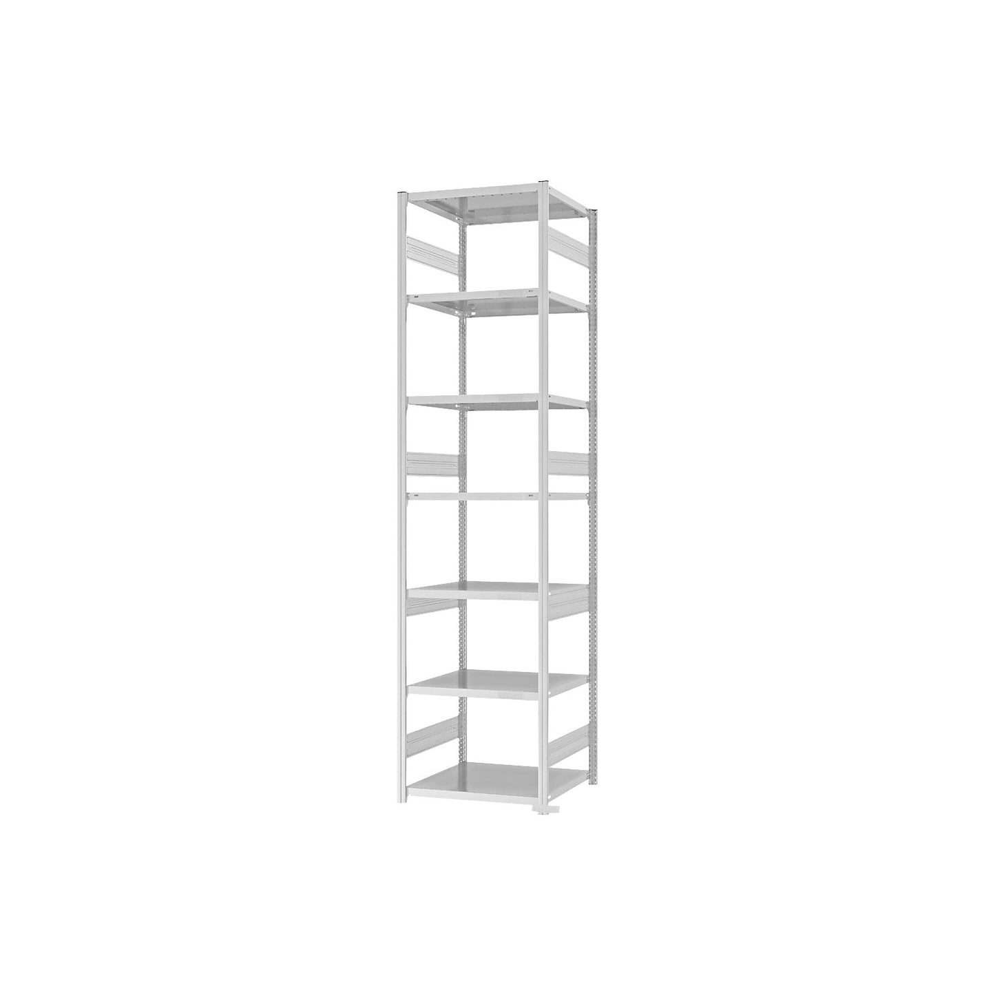 Heavy duty boltless shelving unit, double-sided, HxWxD 3000 x 750 x 600 mm, grey, standard shelf unit.