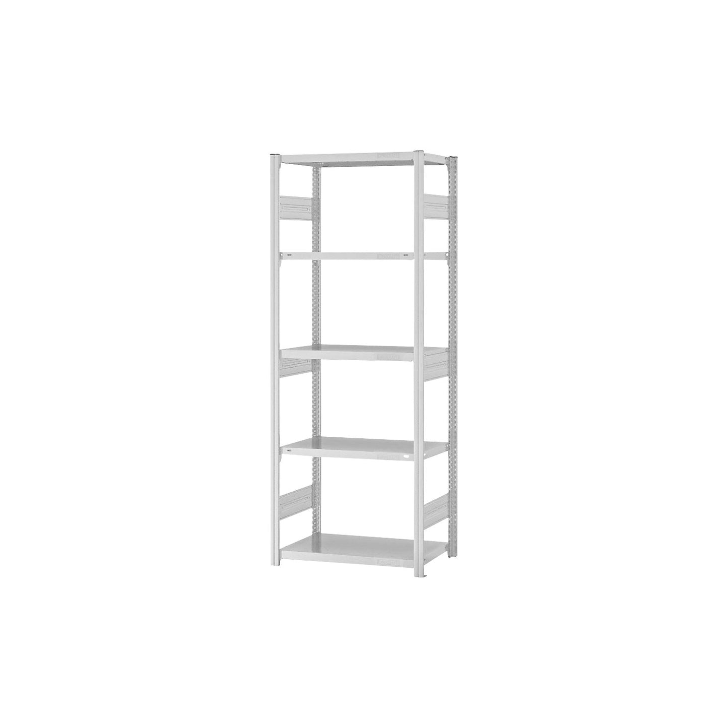 Heavy duty boltless shelving unit, double-sided, HxWxD 2000 x 750 x 400 mm, grey, standard shelf unit.
