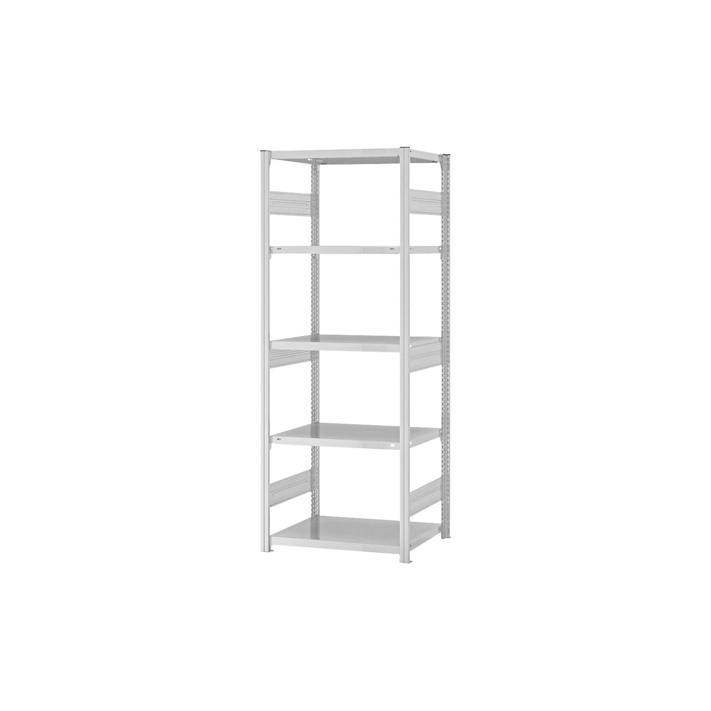 Heavy duty boltless shelving unit, double-sided, HxWxD 2000 x 750 x 500 mm, grey, standard shelf unit.