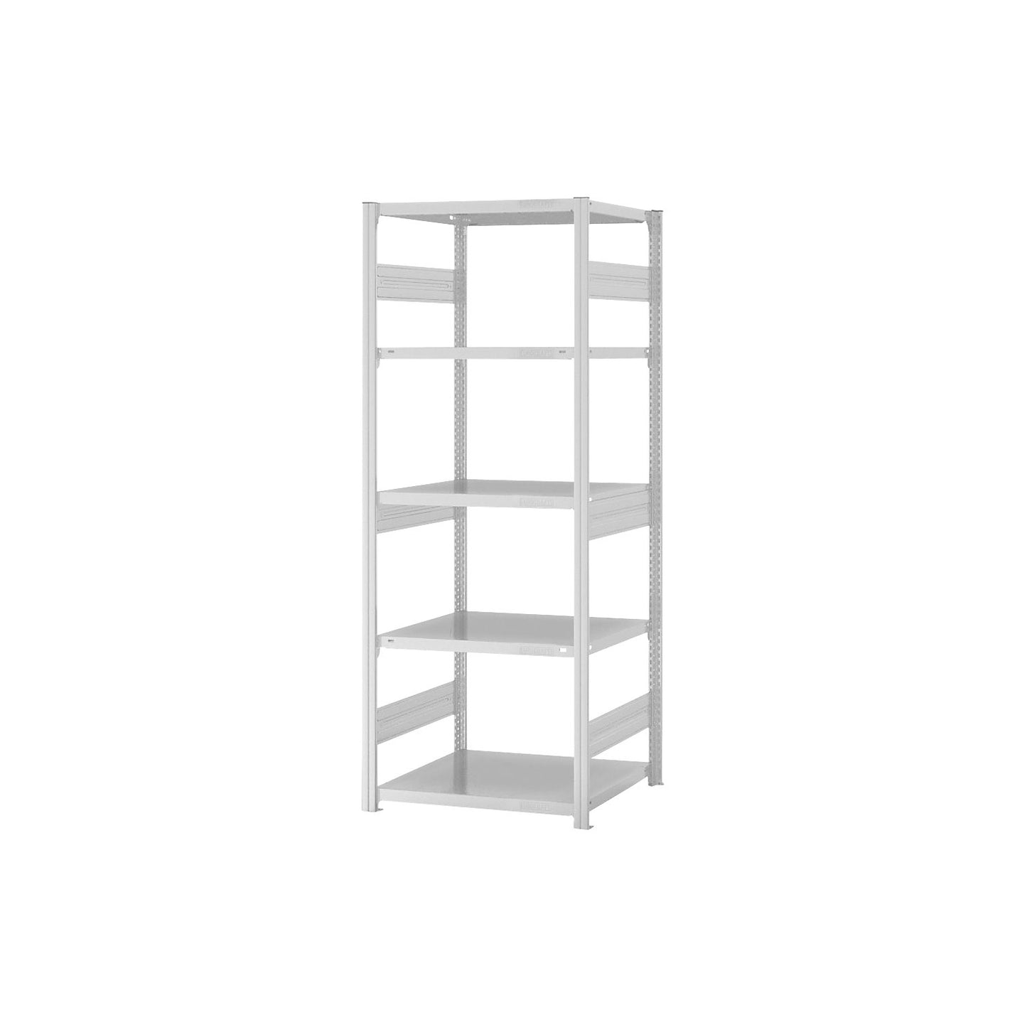 Heavy duty boltless shelving unit, double-sided, HxWxD 2000 x 750 x 600 mm, grey, standard shelf unit.