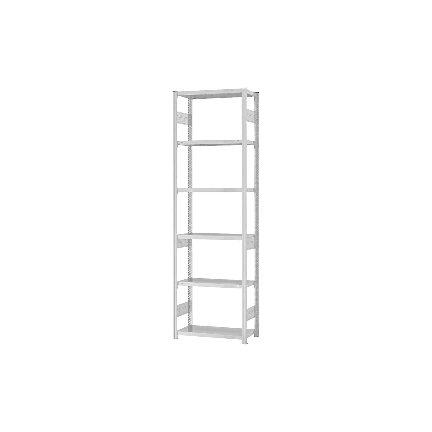 Heavy duty boltless shelving unit, double-sided, HxWxD 2500 x 750 x 300 mm, grey, standard shelf unit.