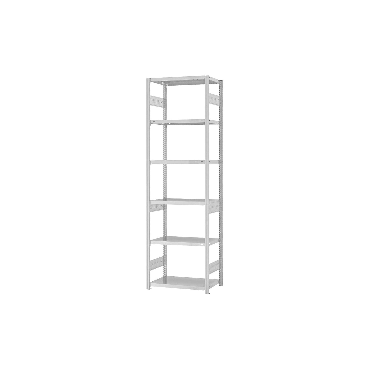 Heavy duty boltless shelving unit, double-sided, HxWxD 2500 x 750 x 400 mm, grey, standard shelf unit.