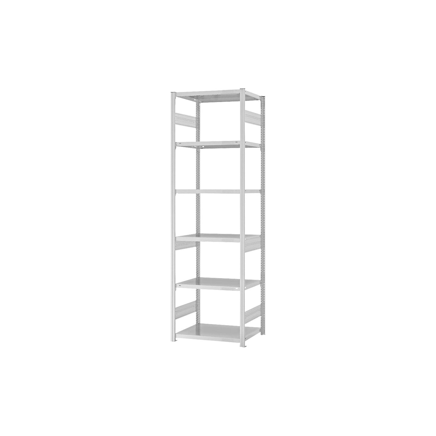 Heavy duty boltless shelving unit, double-sided, HxWxD 2500 x 750 x 500 mm, grey, standard shelf unit.