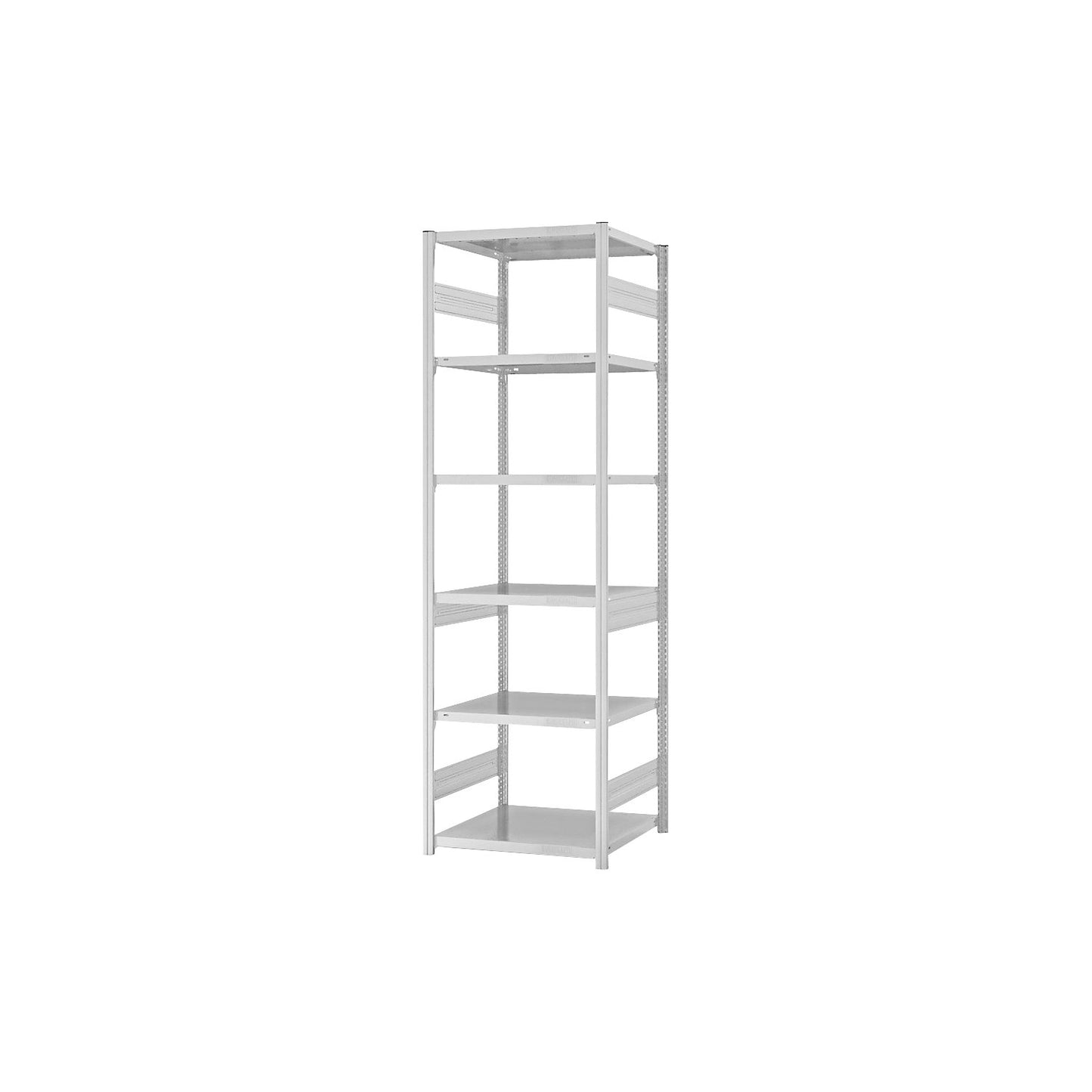Heavy duty boltless shelving unit, double-sided, HxWxD 2500 x 750 x 600 mm, grey, standard shelving unit.