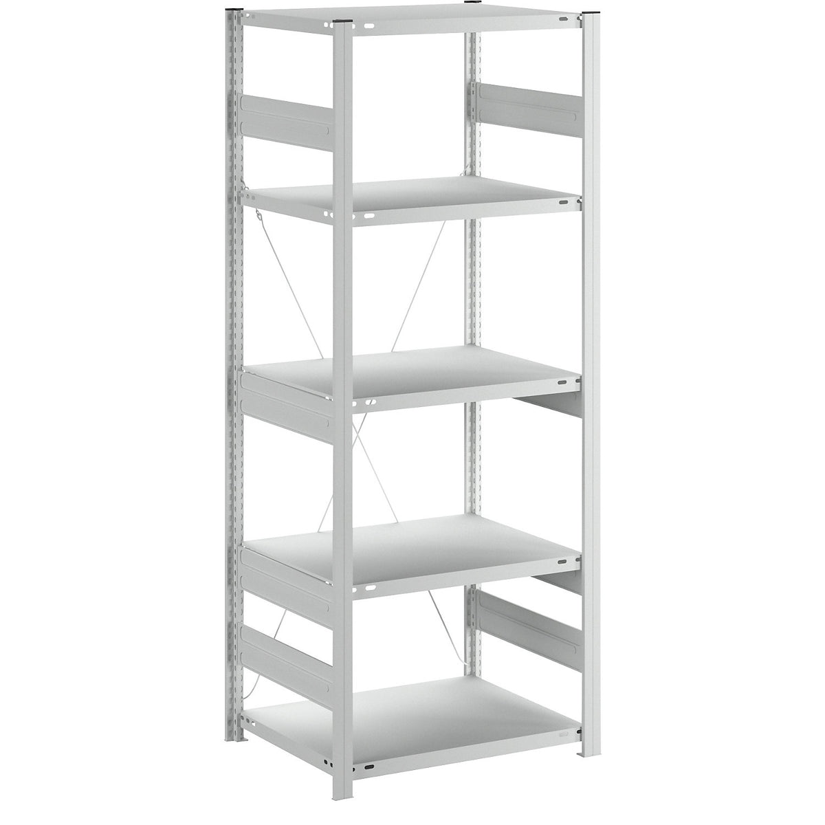 Heavy duty boltless shelving unit, single-sided, HxWxD 2000 x 750 x 600 mm, grey, standard shelf unit.