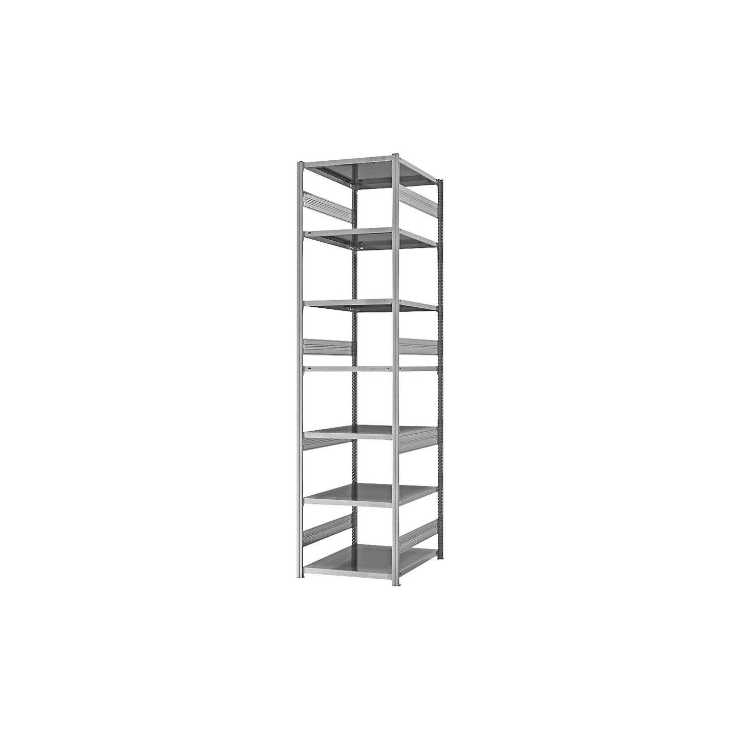 Heavy duty boltless shelving unit, double-sided, HxWxD 3000 x 750 x 800 mm, zinc plated, standard shelf unit.