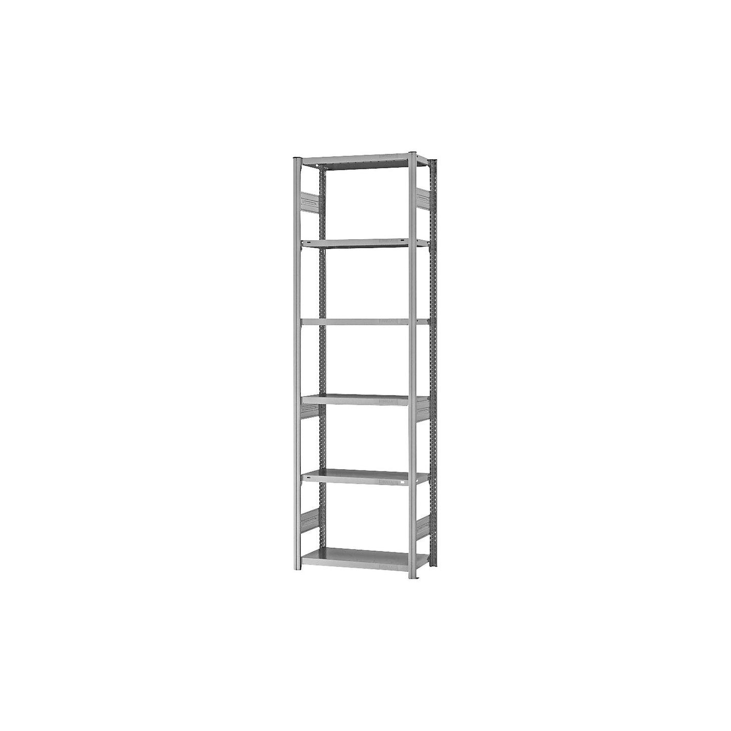 Heavy duty boltless shelving unit, double-sided, HxWxD 2500 x 750 x 300 mm, zinc plated, standard shelf unit.
