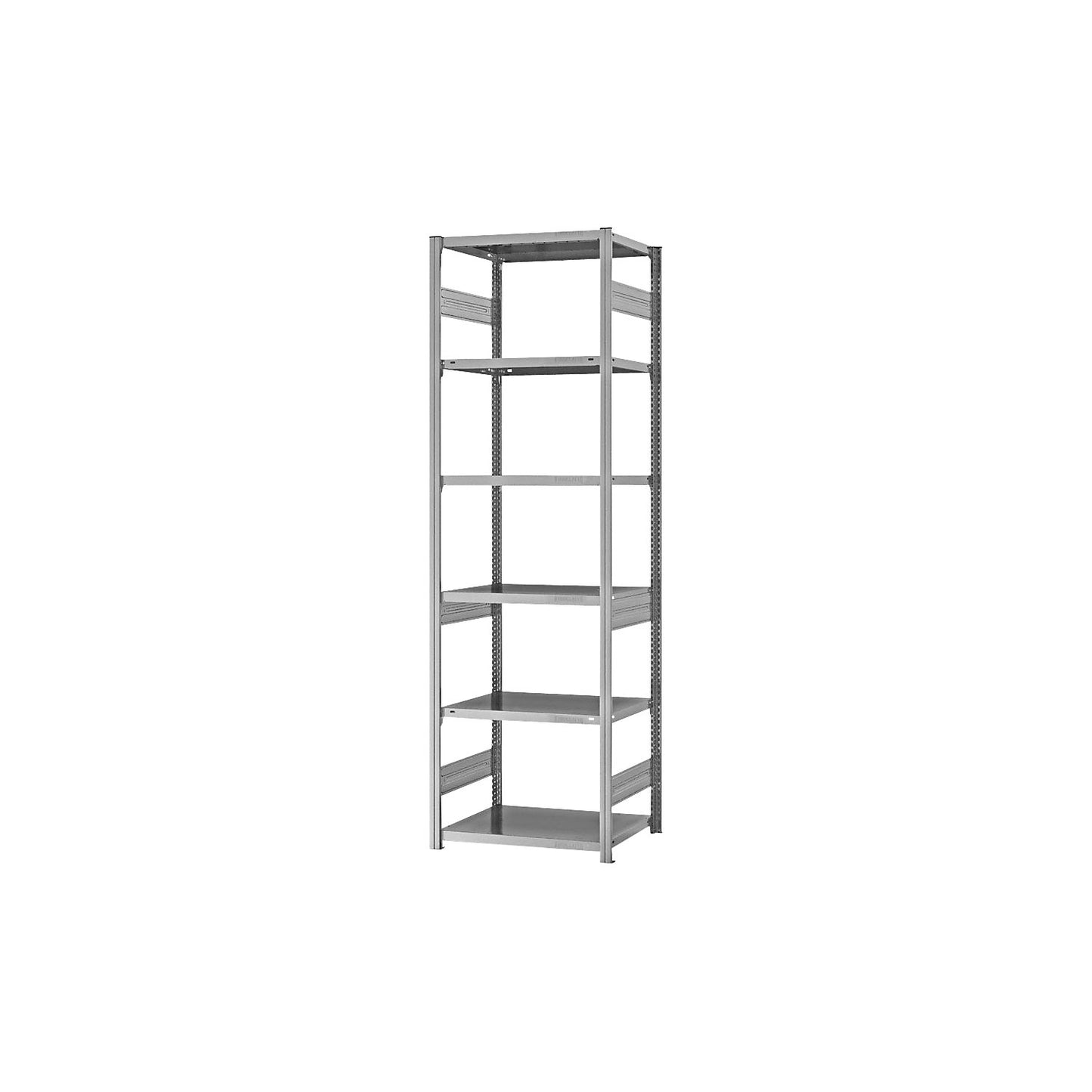 Heavy duty boltless shelving unit, double-sided, HxWxD 2500 x 750 x 500 mm, zinc plated, standard shelf unit.