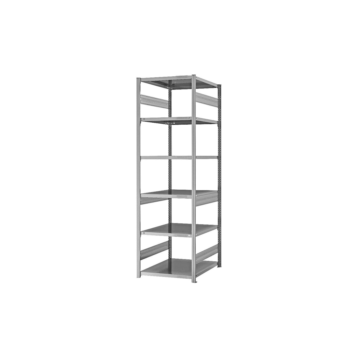 Heavy duty boltless shelving unit, double-sided, HxWxD 2500 x 750 x 800 mm, zinc plated, standard shelf unit.