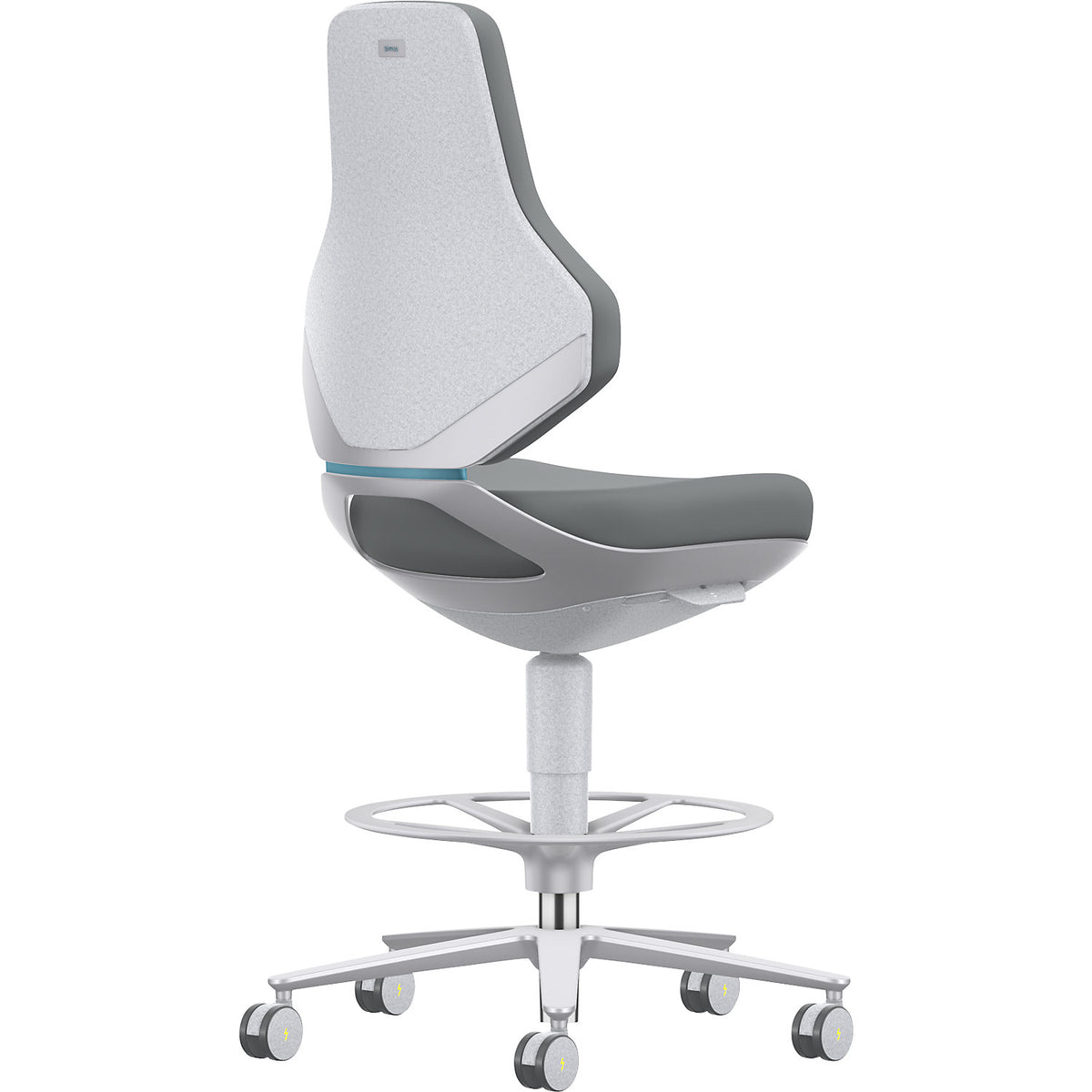 TEXON cleanroom industrial swivel chair, with sit stop castors + foot ring, height adjustment range 570 - 810 mm, Skintec, grey.