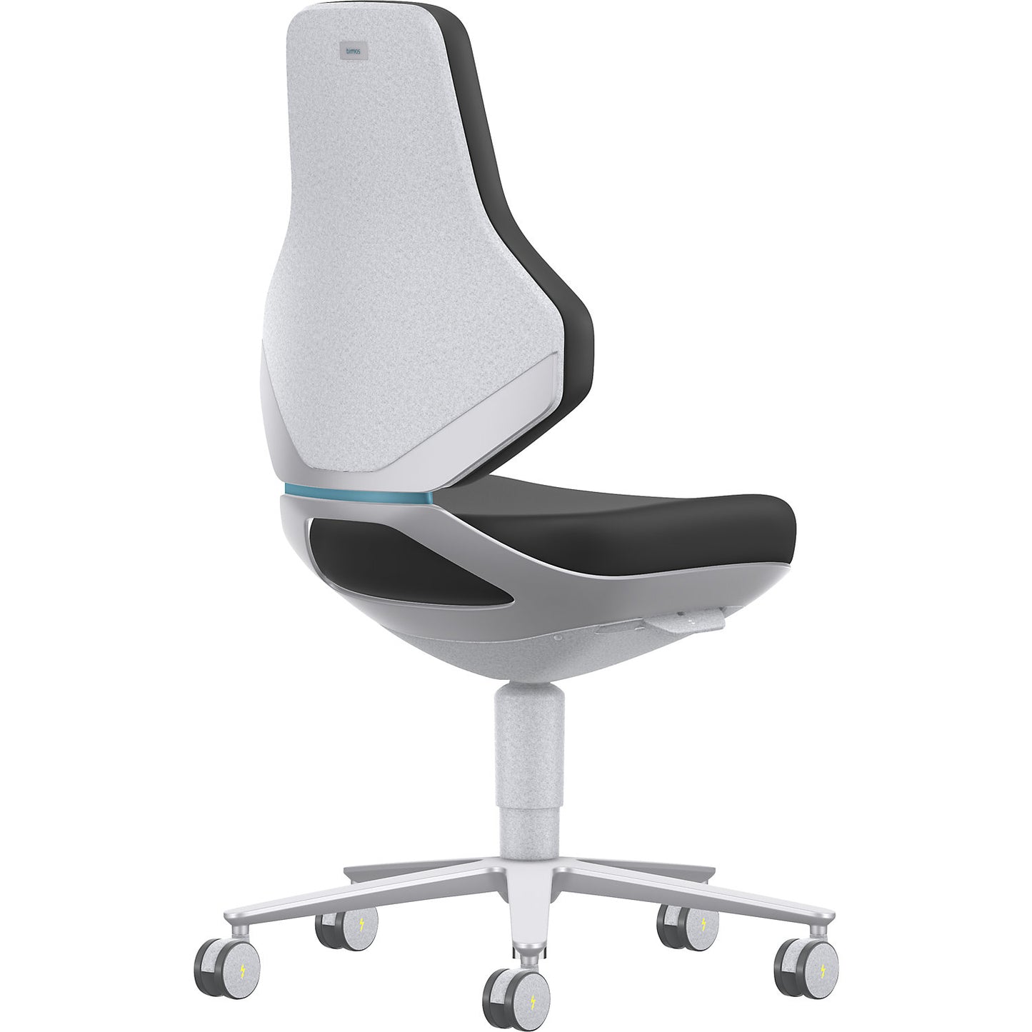 TEXON cleanroom industrial swivel chair, with castors, height adjustment range 450 - 620 mm, Skintec, black.