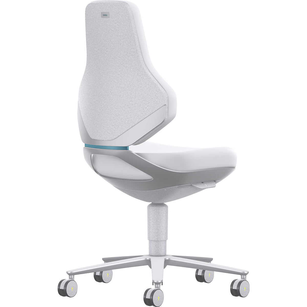 TEXON cleanroom industrial swivel chair, with castors, height adjustment range 450 - 620 mm, Skintec, white.