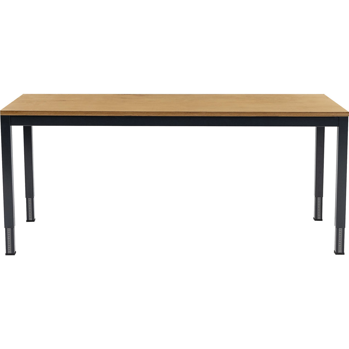 Height adjustable work table, 45 x 45 mm rectangular tubing, multiplex worktop, WxD 1500 x 700 mm.