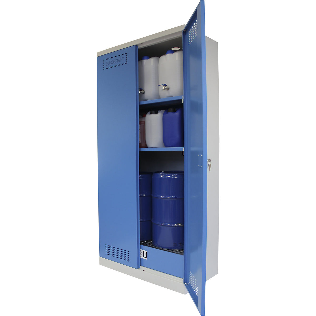 Drum cupboard, HxWxD 1950 x 950 x 500 mm, with 2 shelves.