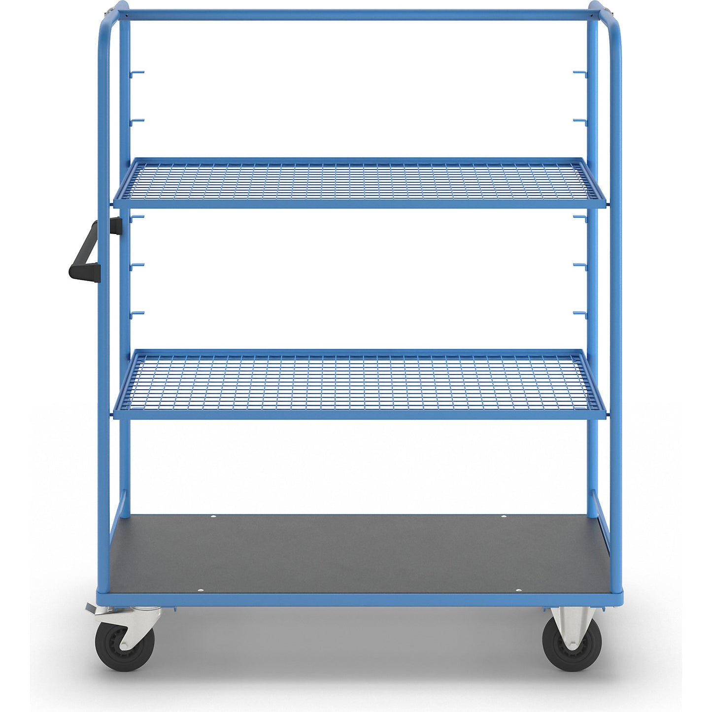 Shelf trolley, for 8 shelves, incl. 2 shelves, with mesh shelf.