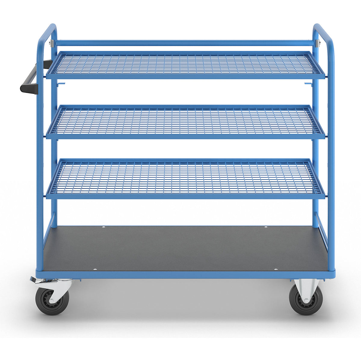 Shelf trolley, for 5 shelves, incl. 3 shelves, with mesh shelf.