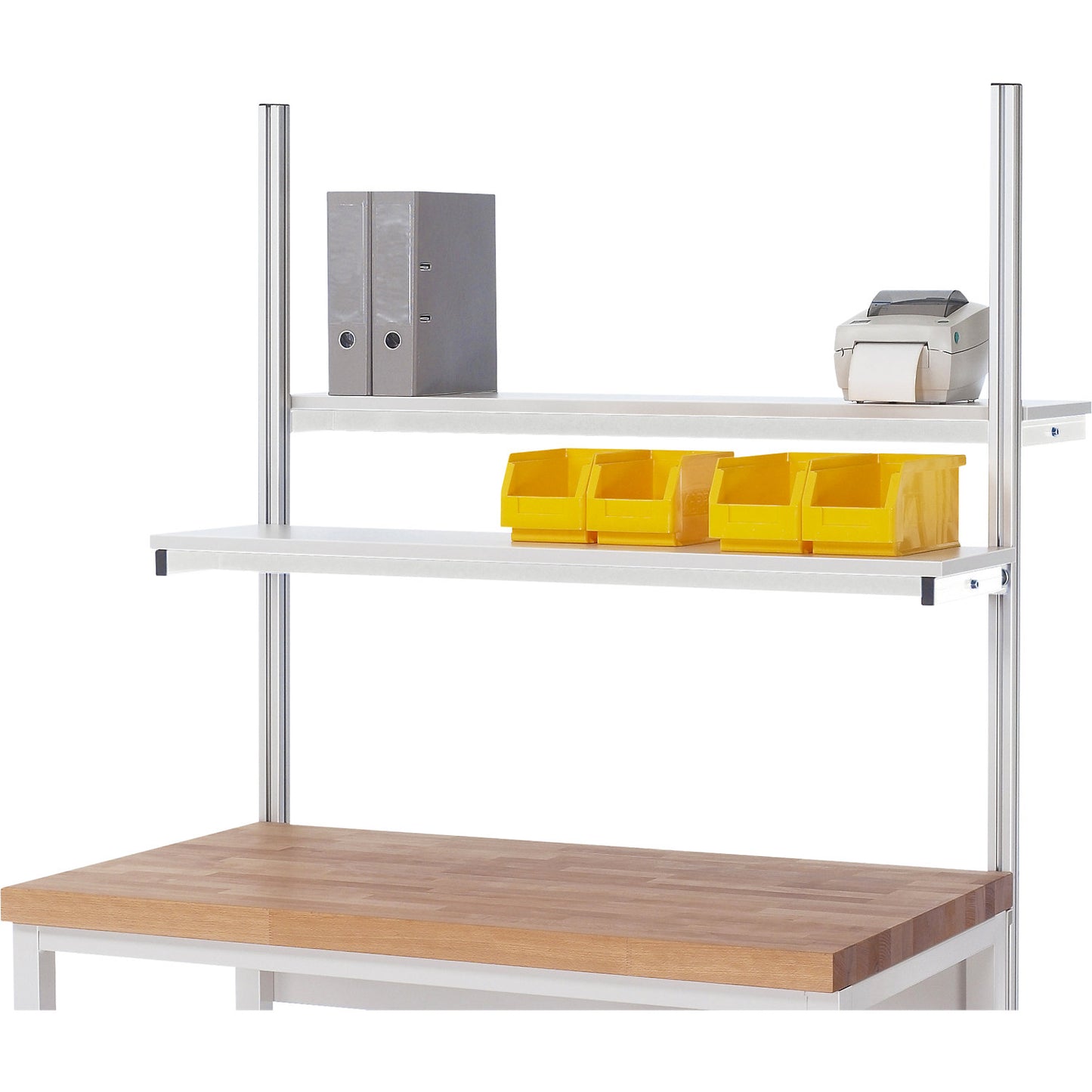Shelf, light grey RAL 7035, WxDxH 1250 x 300 x 75 mm.