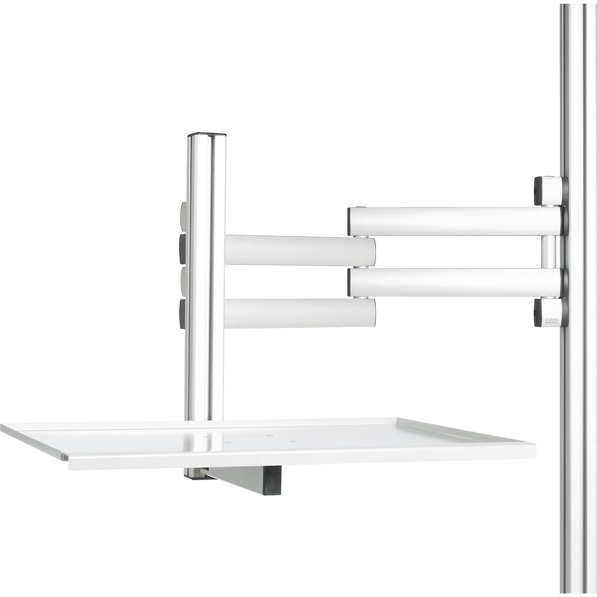 Swivel arm, including shelf, with 3 joints, reach 540 mm.