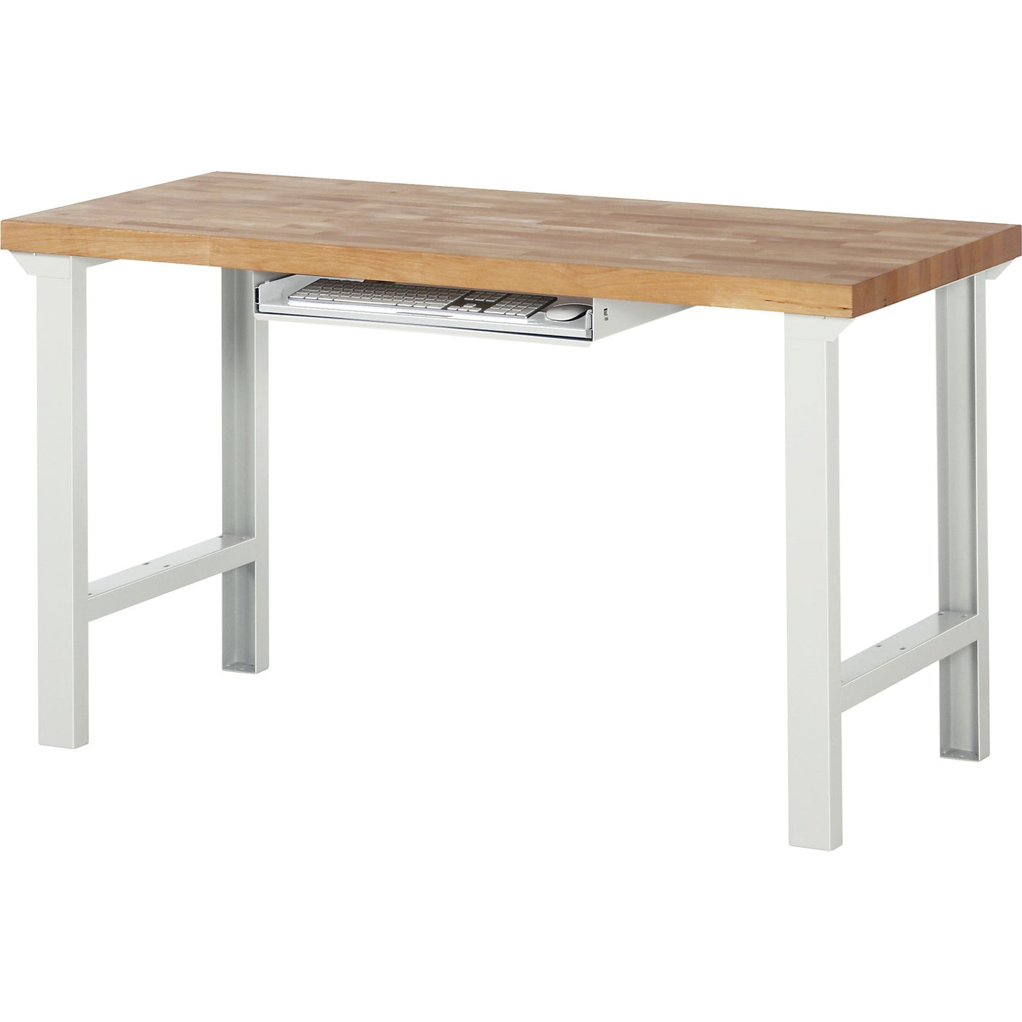 Keyboard shelf, light grey RAL 7035, WxDxH 640 x 485 x 85 mm.