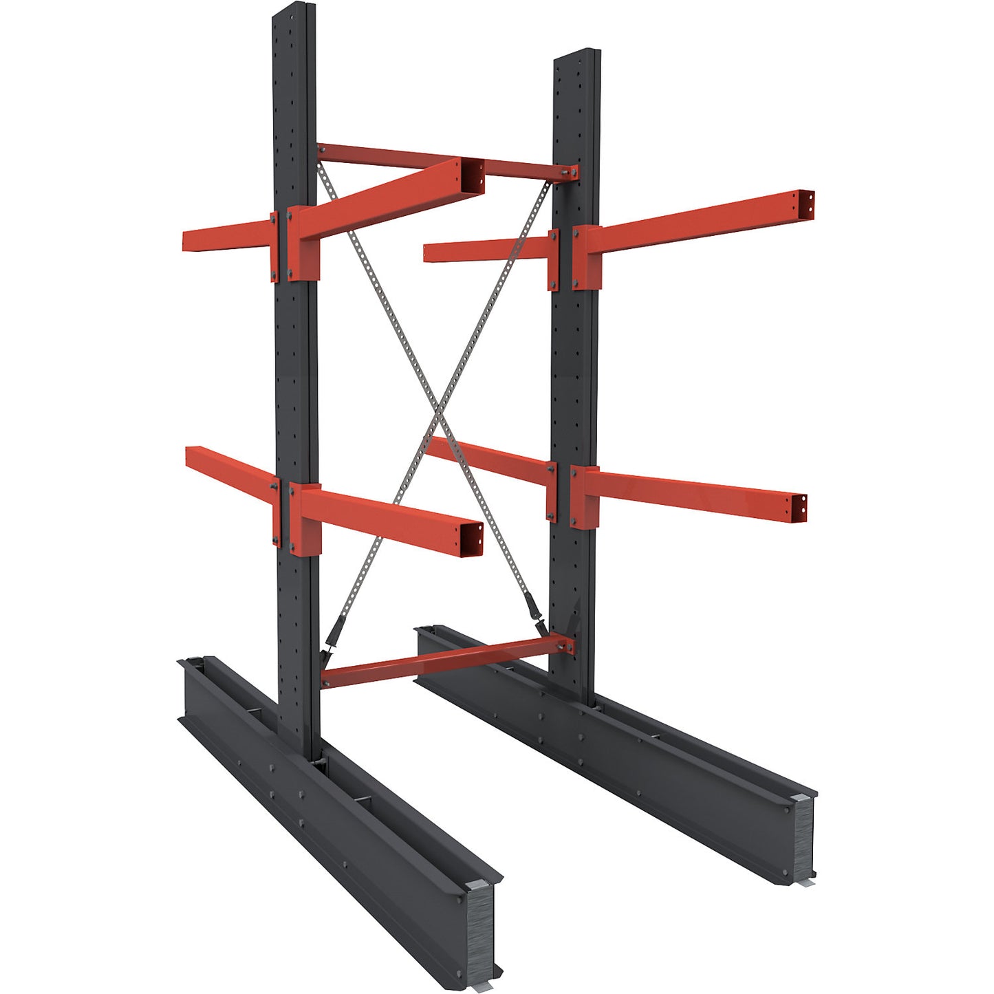 Cantilever racking unit Igor Super Heavy-Duty, double sided, HxW 3000 x 1200 mm, interval 1500 mm, standard shelf unit.