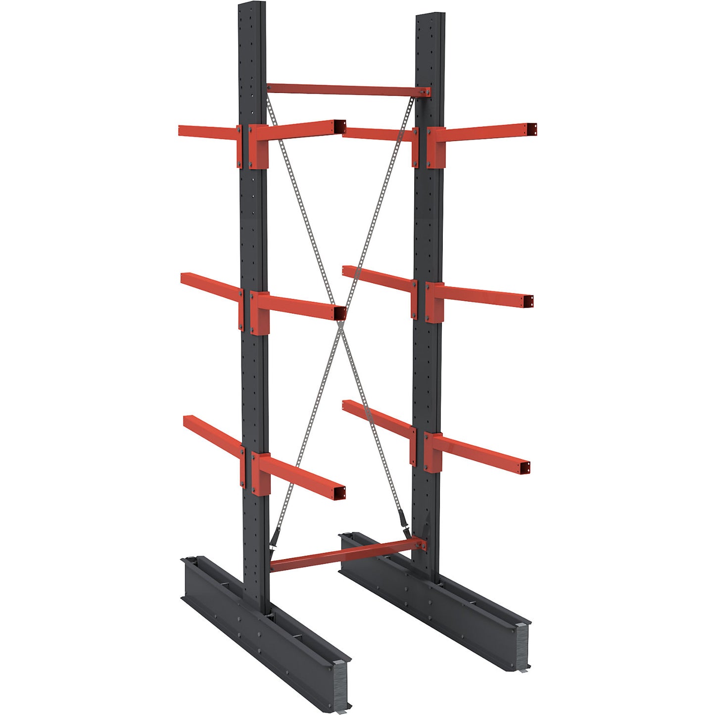 Cantilever racking unit Igor Super Heavy-Duty, double sided, HxW 4000 x 1000 mm, interval 2000 mm, standard shelf unit.