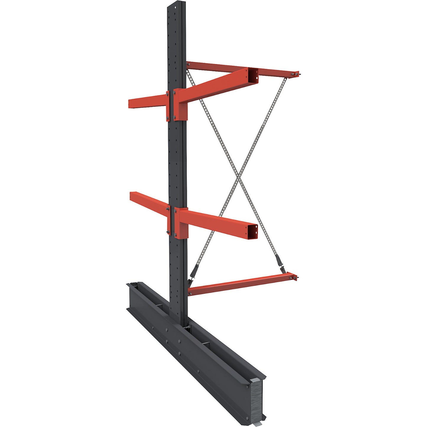 Cantilever racking unit Igor Super Heavy-Duty, double sided, HxW 3000 x 1200 mm, interval 1000 mm, extension shelf unit.