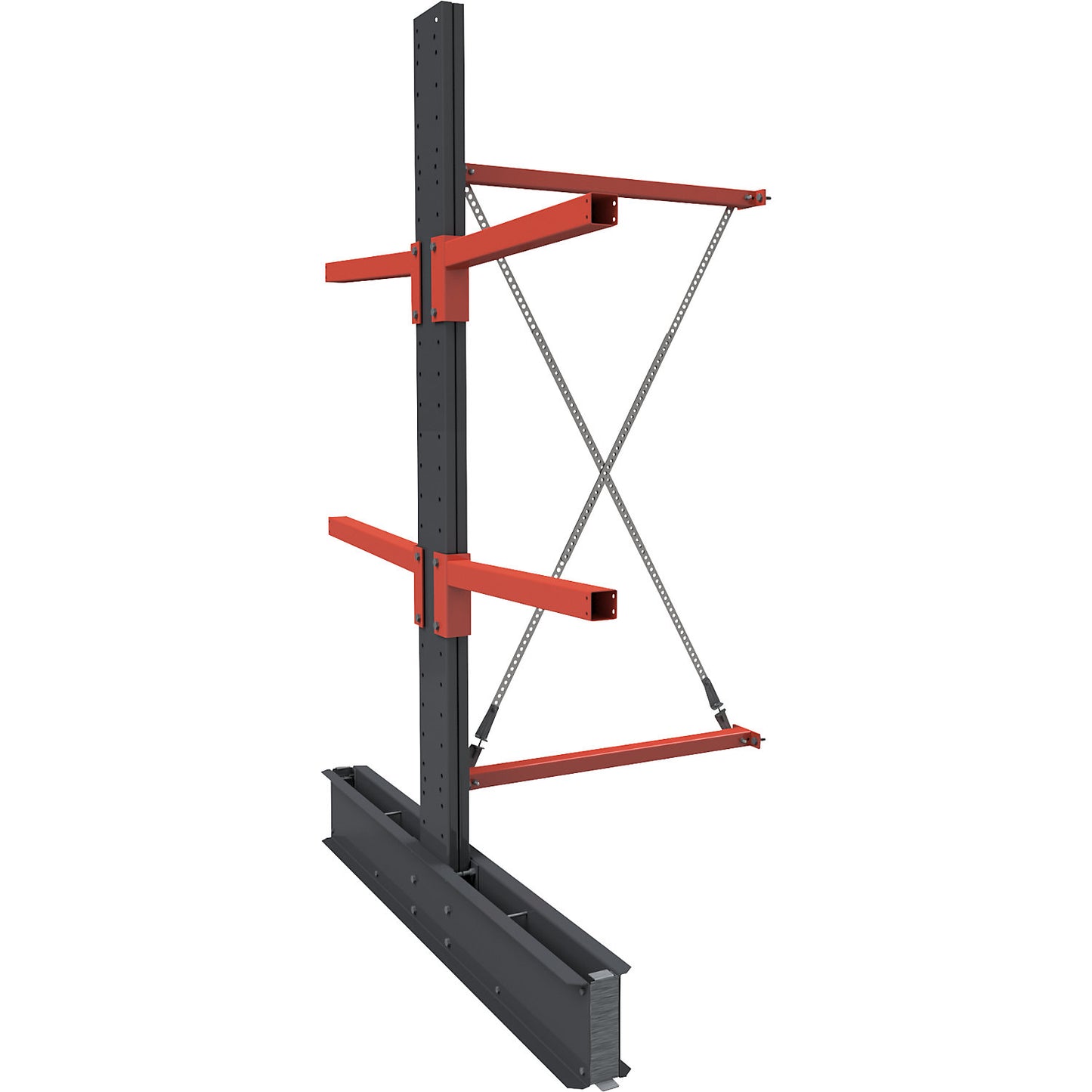 Cantilever racking unit Igor Super Heavy-Duty, double sided, HxW 3000 x 1000 mm, interval 2000 mm, extension shelf unit.