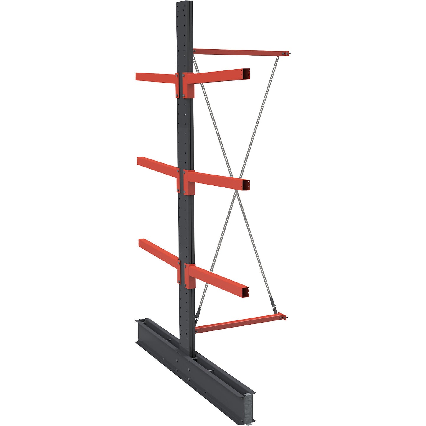 Cantilever racking unit Igor Super Heavy-Duty, double sided, HxW 4000 x 1200 mm, interval 2000 mm, extension shelf unit.