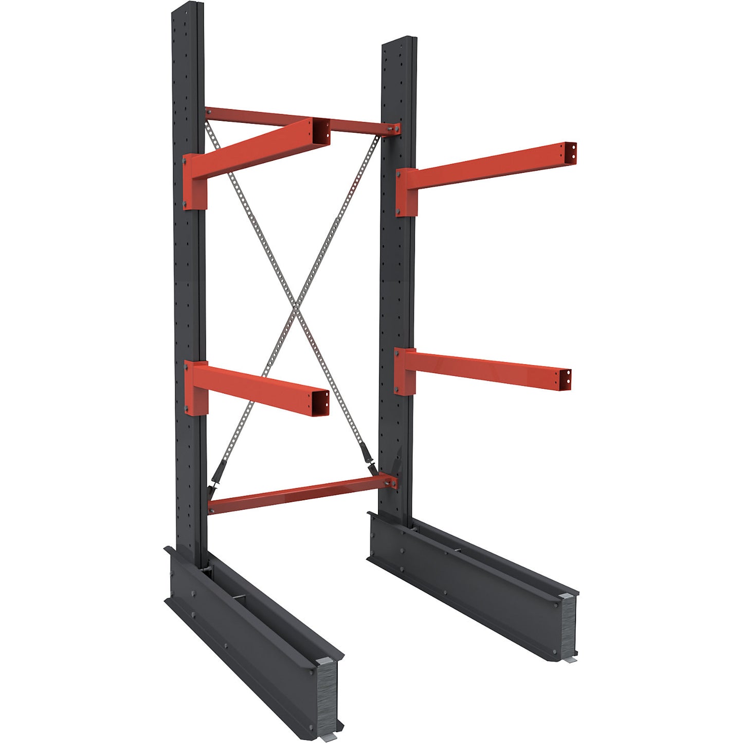 Cantilever racking unit Igor Super Heavy-Duty, single sided, HxW 3000 x 1200 mm, interval 1500 mm, standard shelf unit.