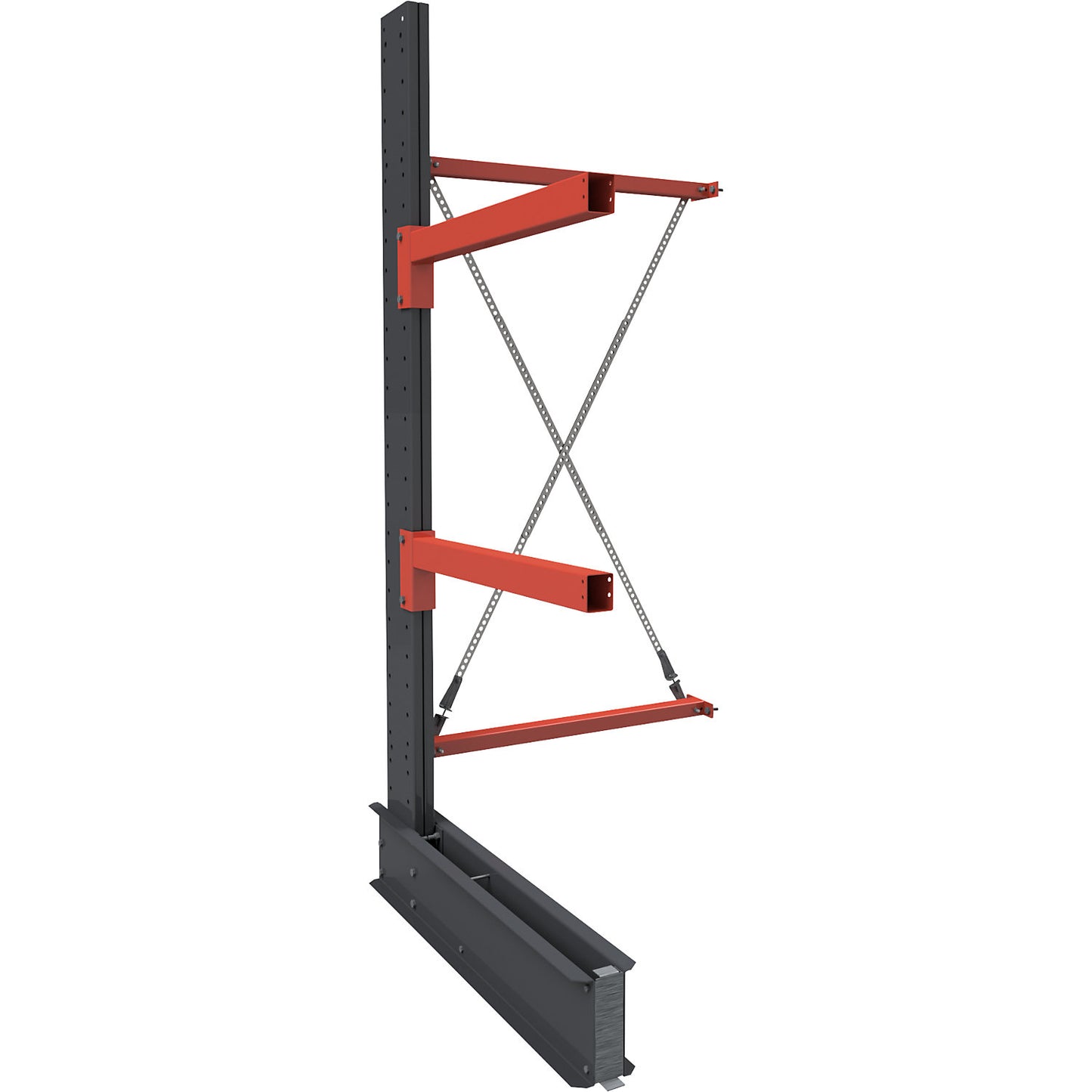 Cantilever racking unit Igor Super Heavy-Duty, single sided, HxW 3000 x 1200 mm, interval 2000 mm, extension shelf unit.