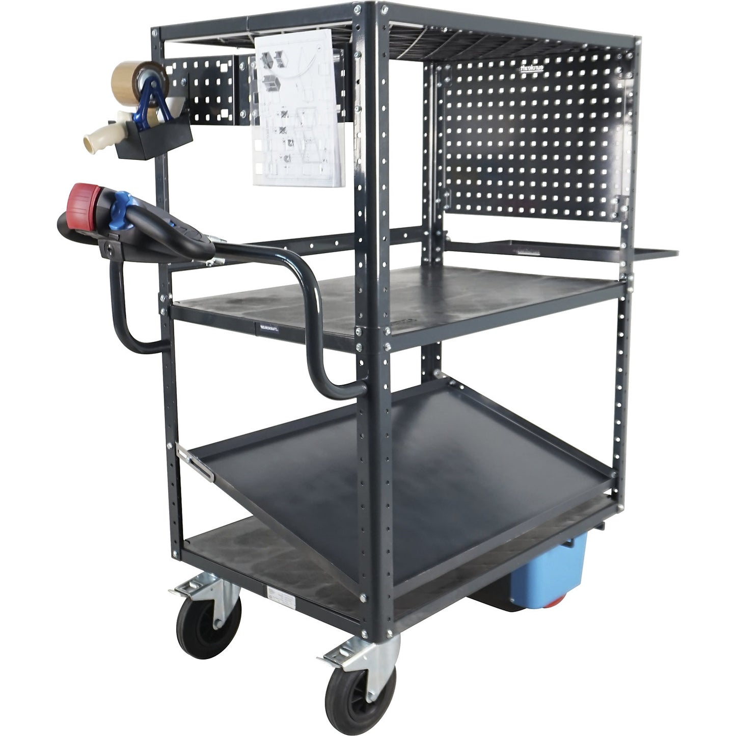 Inclined shelf CustomLine, adjustable, for assembly and shelf trucks, charcoal RAL 7016.