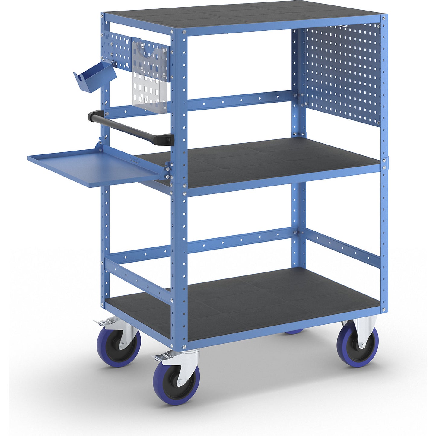 CustomLine platform, folding, for assembly trolleys and shelf trucks, light blue RAL 5012.