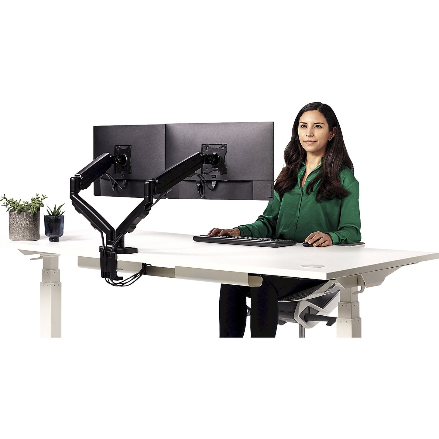 EPPA double monitor arm, swivel range 180°, HxWxD 480 x 100 x 560 mm, black.